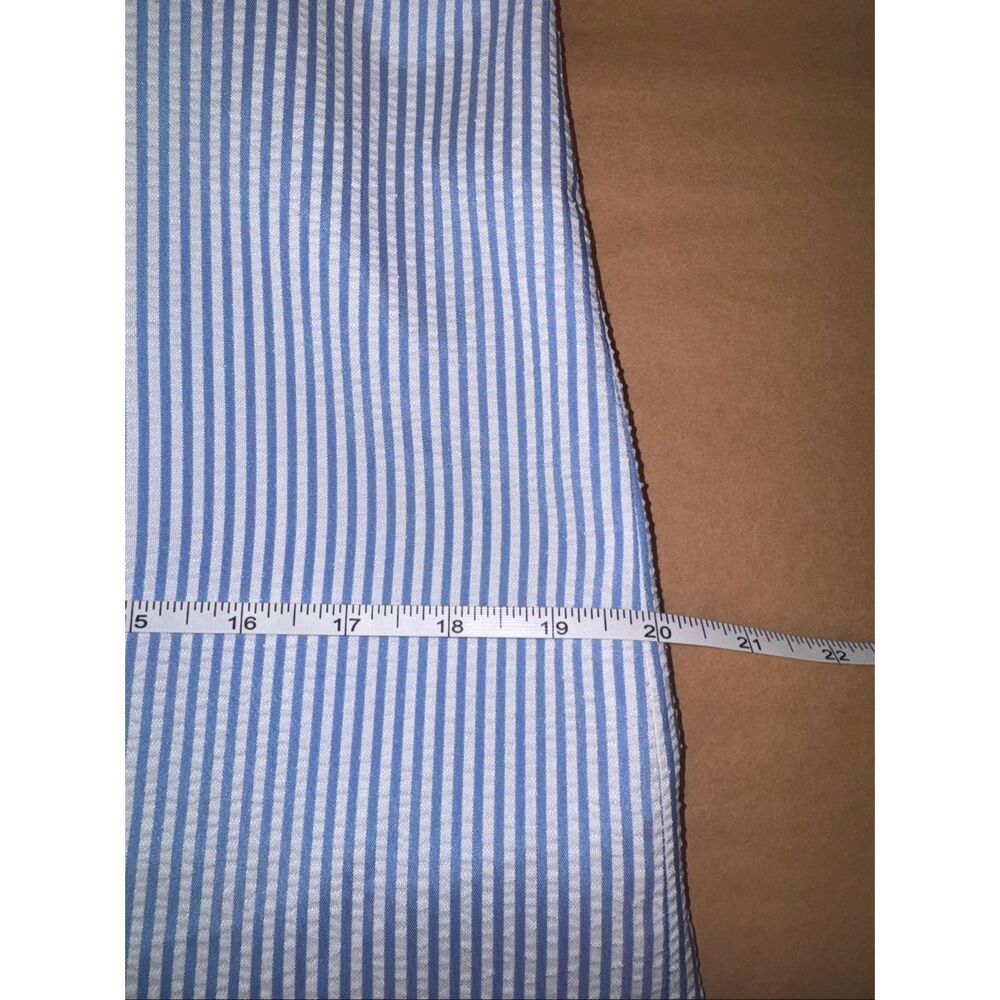 London Times Sz 8 Blue White Seersucker Lace Shift Dress Sleeveless Sheath - Picture 10 of 11